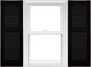 Mid America 00011452018 Standard Size Cathedral Top Center Mullion, Open Louver Vinyl Shutter, w/Installation Shutter-Lok's & Matching Screws (Per Pair), 018, 14 1/2"W x 52"H, Tuxedo Grey