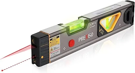 PREXISO 2-in-1 Laser Level 12 in Spirit Level with Light, 100Ft Alignment Point & 30Ft Leveling Line, Magnetic Laser Leveler Tool for Construction Picture Hanging Wall Writing Painting Home Renovation