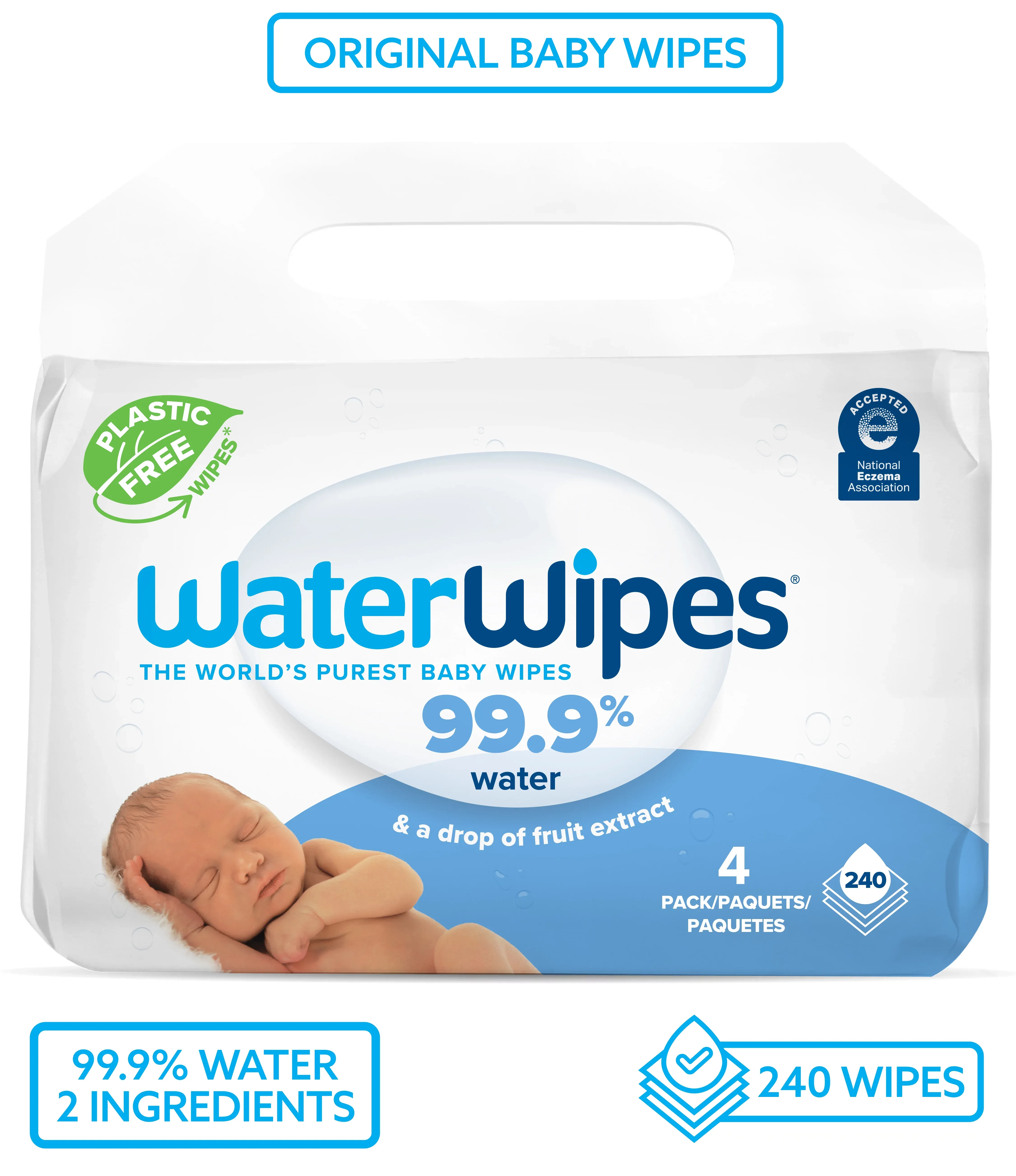 WaterWipes Baby Wipes, Value Pack - 4 packs, 60 Wipes