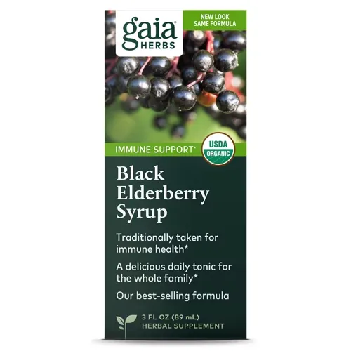 Gaia Herbs Black Elderberry (Sambucus Nigra) Syrup-Immune Support Supplement-Made with Organic Black Elderberries for Immune System Support-USDA Certified Organic Formula-5.4 Fl Oz (32-Day Supply)