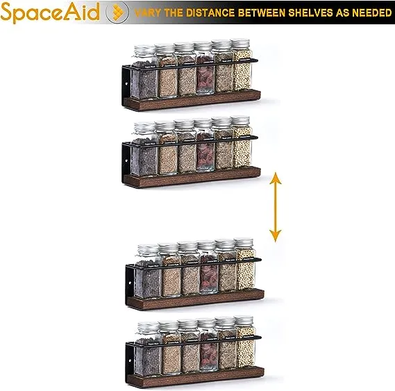 Spice Rack Organizer Cabinet Door Wall Mount (4 Pack) with 415 Spice Labels