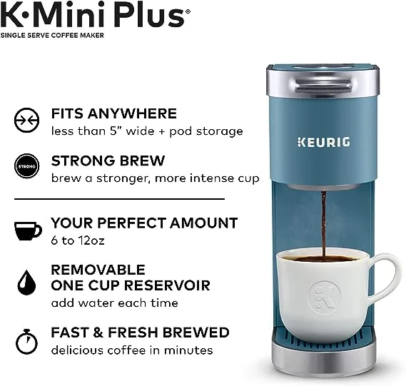 Keurig K-Mini Plus Single Serve K-Cup Pod Coffee Maker, Evening Teal