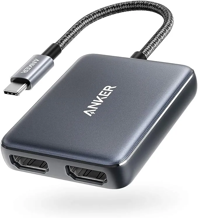 Anker USB C to Dual HDMI Adapter, Compact and Portable, Supports 4K@60Hz and Dual 4K@30Hz, for MacBook Pro, MacBook Air, iPad Pro, XPS, and More [Compatible with Thunderbolt 3 Ports]