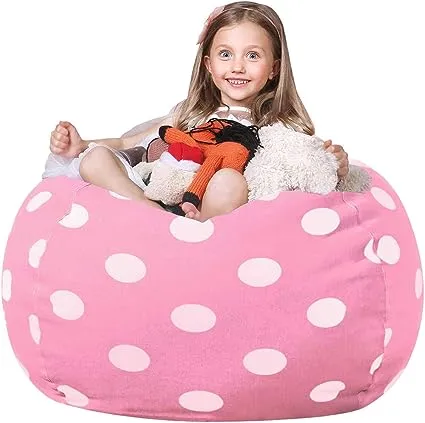 Wekapo Stuffed Animal Storage Bean Bag Chair Cover for Kids | Stuffable Zipper Beanbag for Organizing Children Plush Toys Large Premium Cotton Canvas