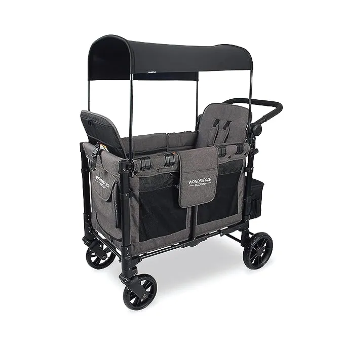 Wonderfold W2 Elite Double Stroller Wagon Volcanic Black