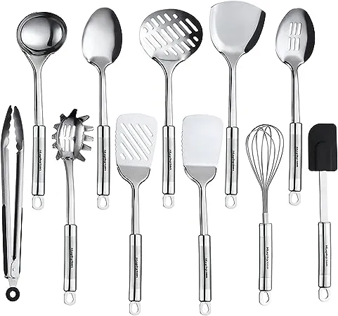 Cooking Utensil Set, 11 PCS Stainless Steel Kitchen Utensil Set, Nonstick Kitche