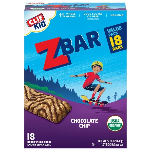 Clif
           Bar Organic Kid ZBar Chocolate Chip -- 18 Bars
        
        
        
        
        
          
          SKU #: 722252329578
          
            Shipping Weight:
              1.75 lb
            
          
          
        