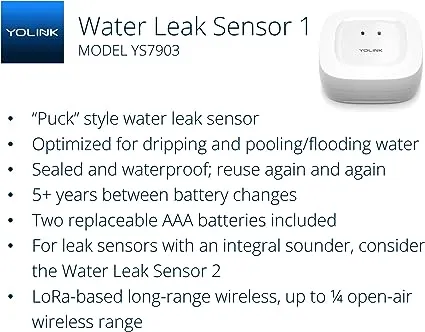 YoLink Smart Home Starter Kit: Hub & Water Leak Sensor 4-Pack, SMS/Text, Email & Push Notifications, LoRa Up to 1/4 Mile Open-Air Range, w/Alexa, IFTTT, Home AssistantYoLink Smart Home Starter Kit: Hub & Water Leak Senso…