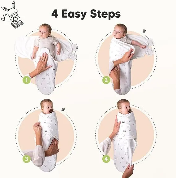 KeaBabies 3-Pack Soothe Swaddle Wraps (Nordic)