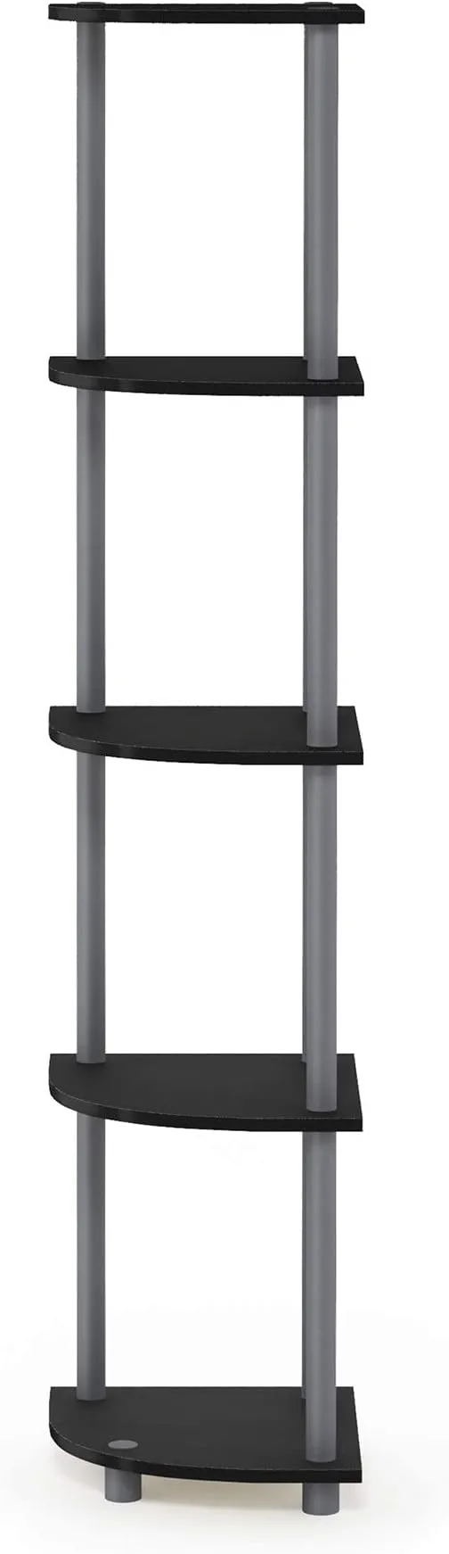 Furinno Turn-N-Tube 5 Tier Corner Display Rack Shelving Unit, Black/Grey