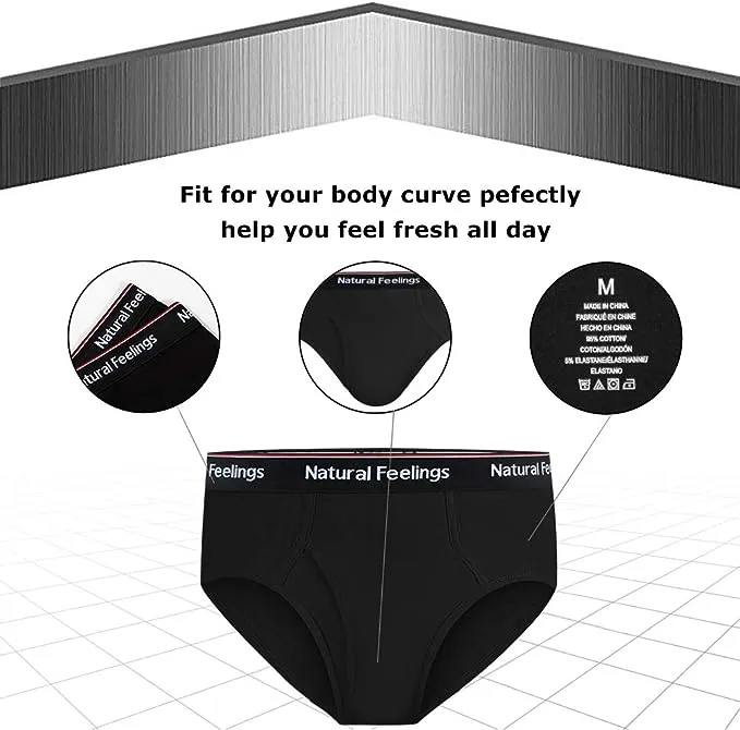 Natural Feelings Mens Briefs Underwear Mens Cotton Classics Briefs Full Rise Mens Underwear Briefs Pack