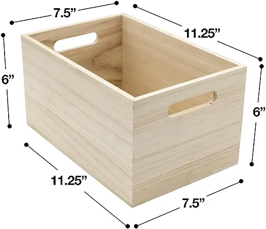 Sorbus Unfinished Wood Crates - Organizer Bins, Wooden Box for Pantry Organizer