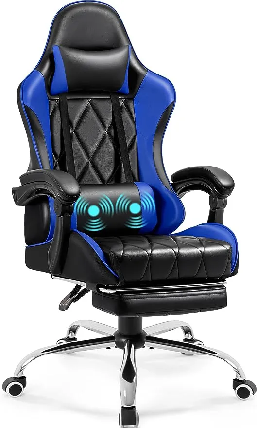 Shahoo Gaming Chair with Footrest and Massage Lumbar Support