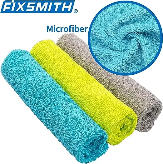 FIXSMITH Microfiber Cleaning Cloth - Pack of 50, Multi-Functional Cleaning Towels, Size: 12 x 16 in, Highly Absorbent Cleaning Rags, Lint-Free, Streak-Free Cleaning Cloths for Car Kitchen Home Office