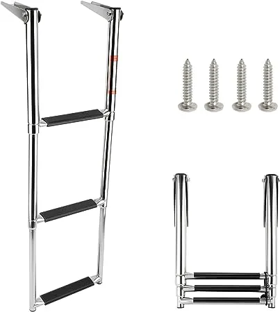 Amarine-made 3 Step Stainless Steel Telescoping Boat Ladder Swim Step