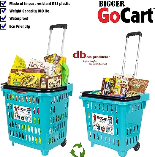 dbest products GoCart Grocery Cart Shopping Laundry Basket on Wheels