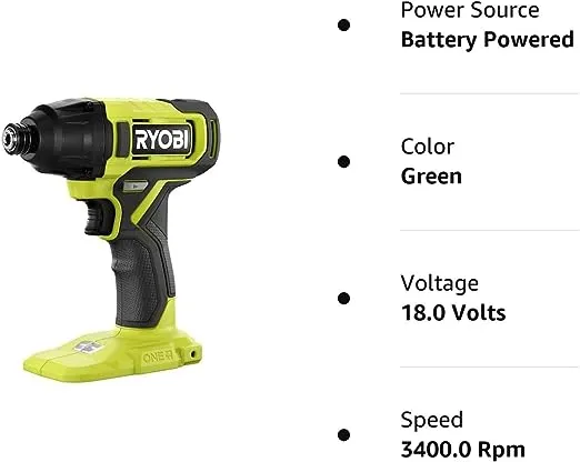 RYOBI ONE+ 18V Cordless 1/4 in. Impact Driver (Tool Only) Green