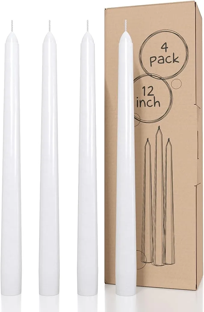 CANDWAX 10 inch Taper Candles Set of 4 - Dripless Taper Candles and Unscented