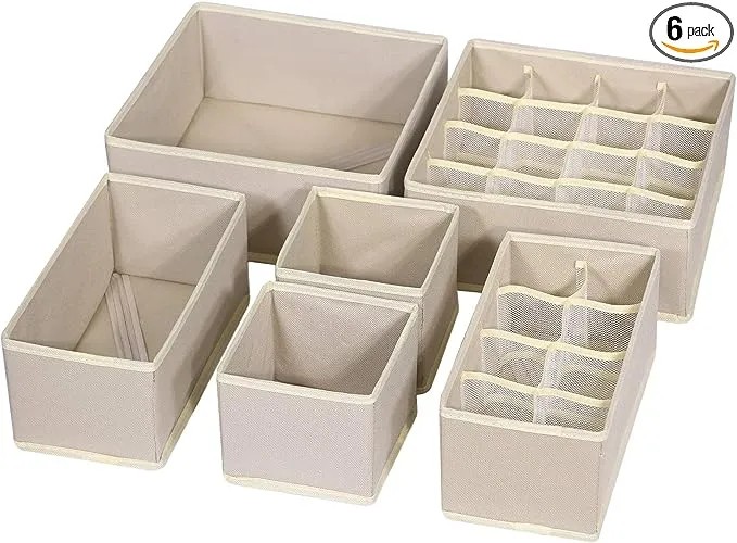 TENABORT 6 Pack Foldable Drawer Organizer Dividers