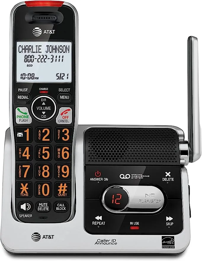 AT&T Bl102 DECT 6.0 Cordless Phone for Home with Answering Machine, Call Blocking, Caller ID Announcer, Audio Assist, Intercom, and Unsurpassed