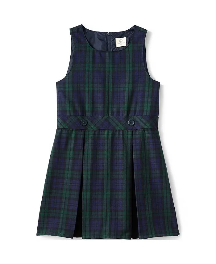 Lands' End School Uniform Girls Plaid Jumper Top of Knee - 10 - Clear Blue Plaid