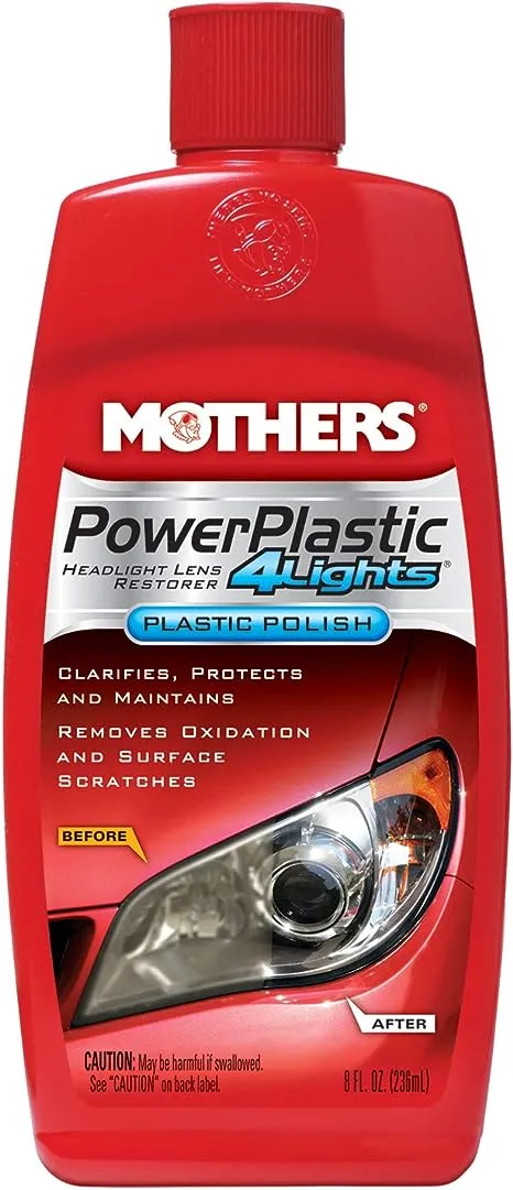 Mothers 08808 Power Plastic Headlight Lens Restorer lights Removes Oxidation 8oz