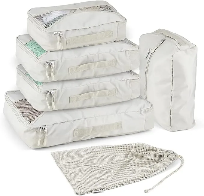 5 Piece Packing Cubes for Travel in Sizes (X-Large, Large, Desert Sand 