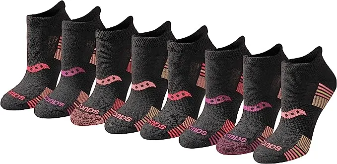 Saucony Women's Performance Heel Tab Athletic Socks (8, Black (16 Pairs), Shoe Size: 5-10