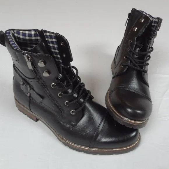 Men's Cap-Toe Motorcycle Combat Boots