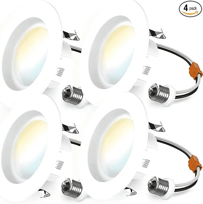 Sunco Lighting 4 Inch LED Can Lights Retrofit Recessed Lighting, Selectable 2700K/3000K/3500K/4000K/5000K Dimmable, Baffle Trim, 11W=40W, 660 LM, Replacement Conversion Kit, UL Energy Star 4 Pack