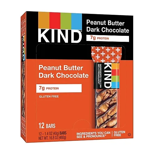 KIND Nut Bars, Peanut Butter Dark Chocolate, 1.4 oz, 12 Ct