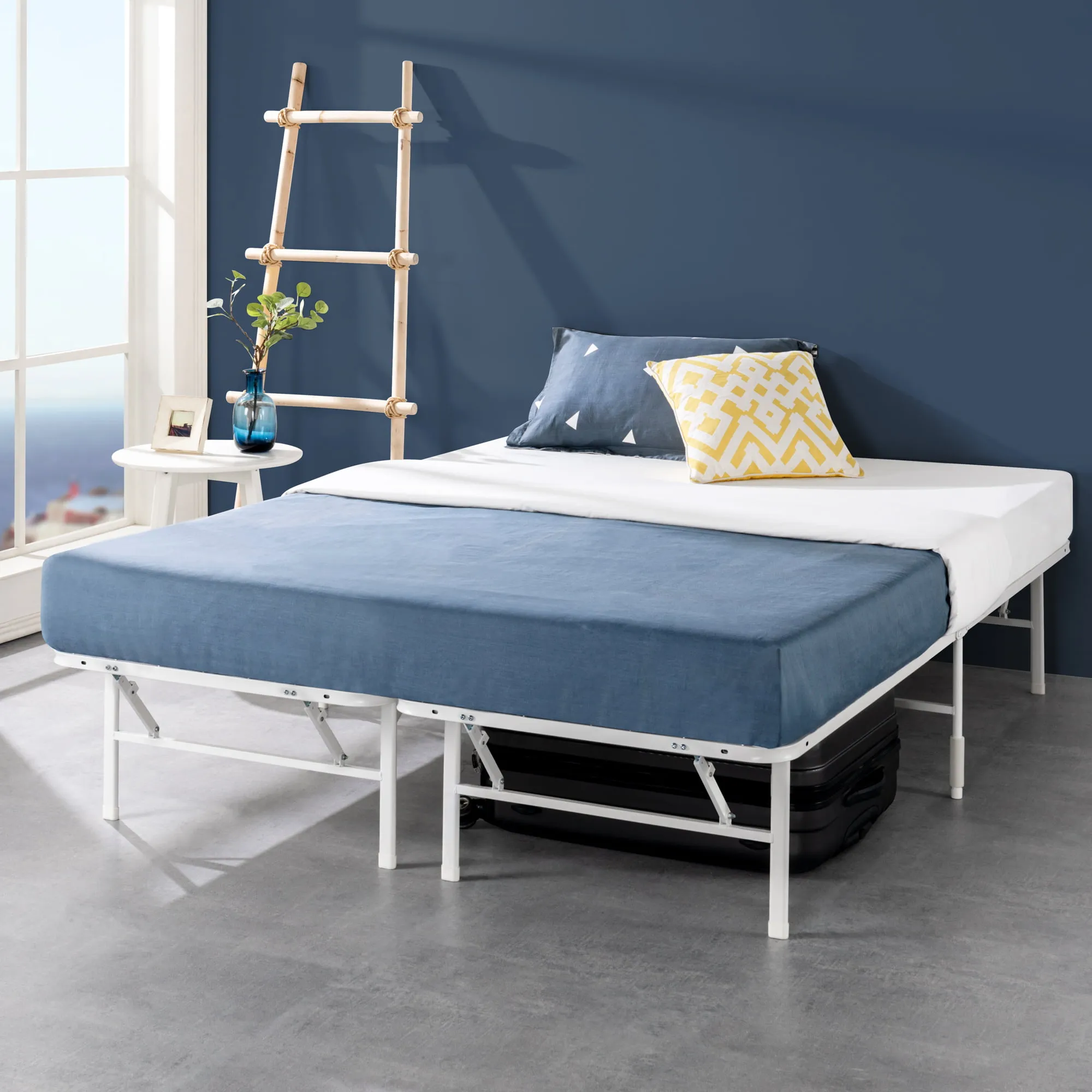 ZINUS SmartBase Tool-Free Assembly Mattress Foundation / 14 Inch Metal Platform Bed Frame / No Box Spring Needed / Sturdy Steel Frame / Underbed Storage, White, Narrow Twin