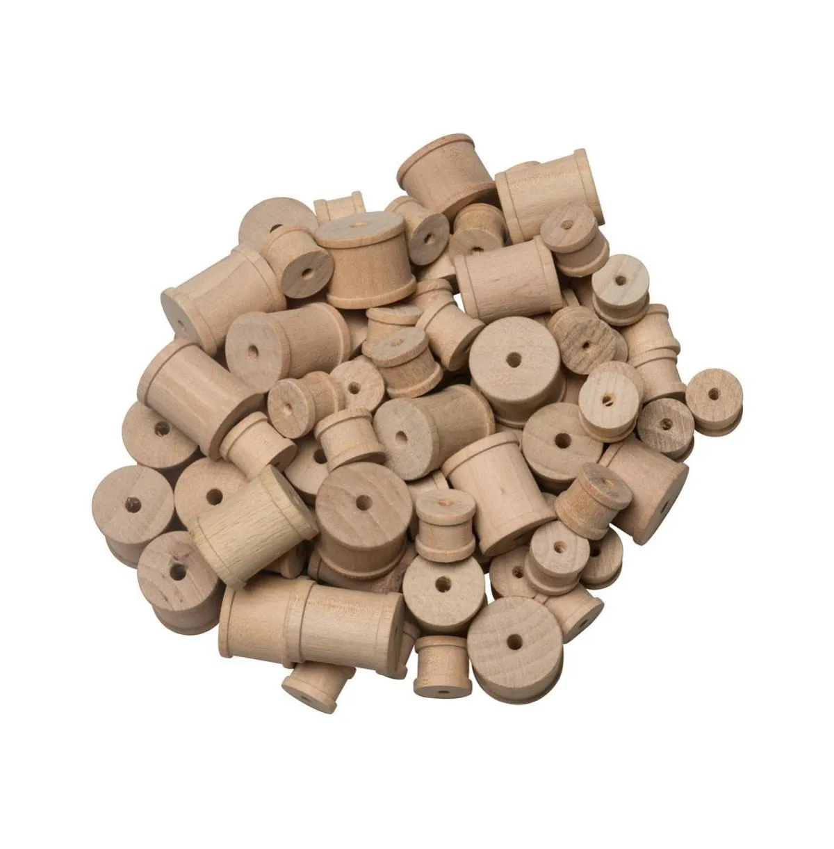 Creativity Street 3654 Wood Craft Spool Assortment, 1&quot; - 3&quot; (Pack of 144), Natural Wood