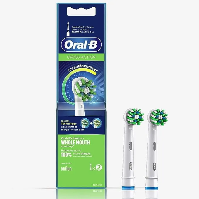 Antibac Oral-B CrossAction Electric Toothbrush Replacement Brush Heads, 2 Count