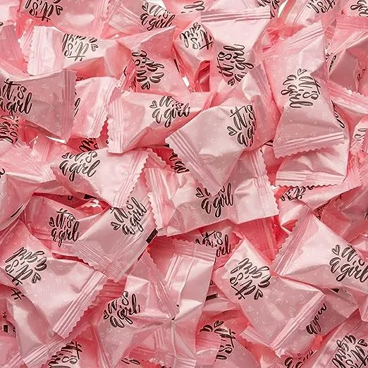 Candy Envy - It's A Girl Buttermints - 13 oz. Bag - Approximately 100 Individually Wrapped Mints - Baby Shower Party Favor Candy