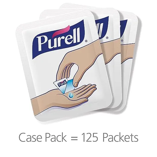 Purell Singles Advanced Hand Sanitizer Gel, Fragrance Free, 125 Count Single-Use Travel Size Packets - 9620-12-125EC