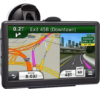 GPS Navigation for Car, 2024 Map 7 inch Touch Screen Car GPS, Voice Turn Direction Guidance, Support Speed and Red Light Warning, Pre-Installed North America Lifetime map Free Update