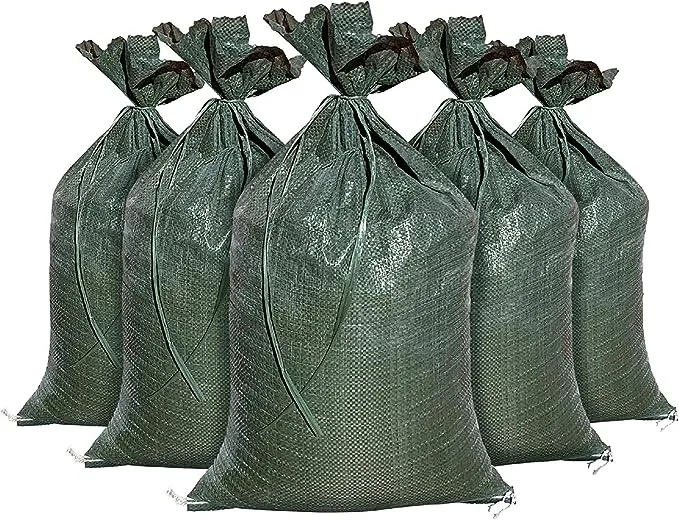 Durasack SB-1426GRN-50PK 14 in. x 26 in. Empty Sand Bags with Tie Stri