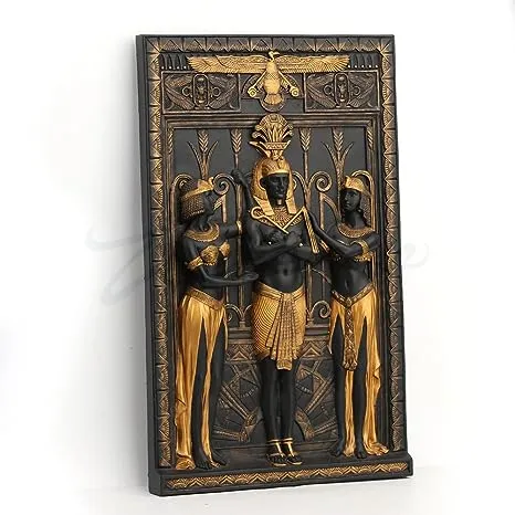 Art Deco Egyptian Pharaoh With Maidens Wall Plaque Black Gold Resin Wall Decor