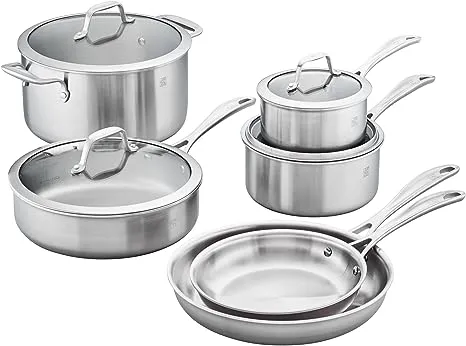 Zwilling Spirit 10-Piece Polished Stainless Steel Cookware Set