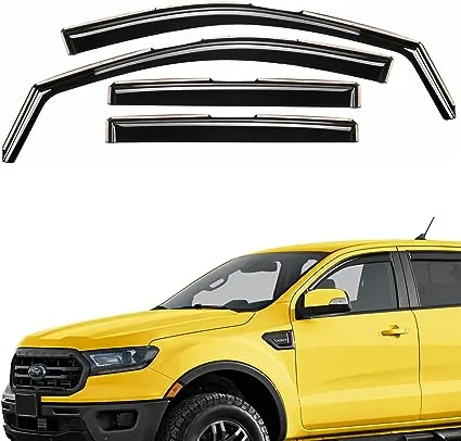 Extra Durable Window Deflectors In-Channel Window Visors Rain Guards Fit for Ford Ranger 2019-2023 SuperCrew, Sun Visors, Wind Vent Visors, Window vent shades, Exterior Car Accessories - 4 pcs. AG0209