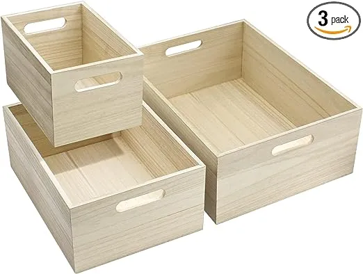 Sorbus Wooden Storage Bins - 3 Piece Set ,Natural