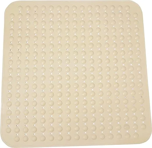 ENKOSI Square Shower Mat Non Slip - 21x21 Shower Stall Mat - Small Shower Mat - Clear Shower Mat with Drain Hole in Middle - Stand Up Shower Mat - Shower Anti Slip Mat - Square Bath Mat (21x21 Clear)