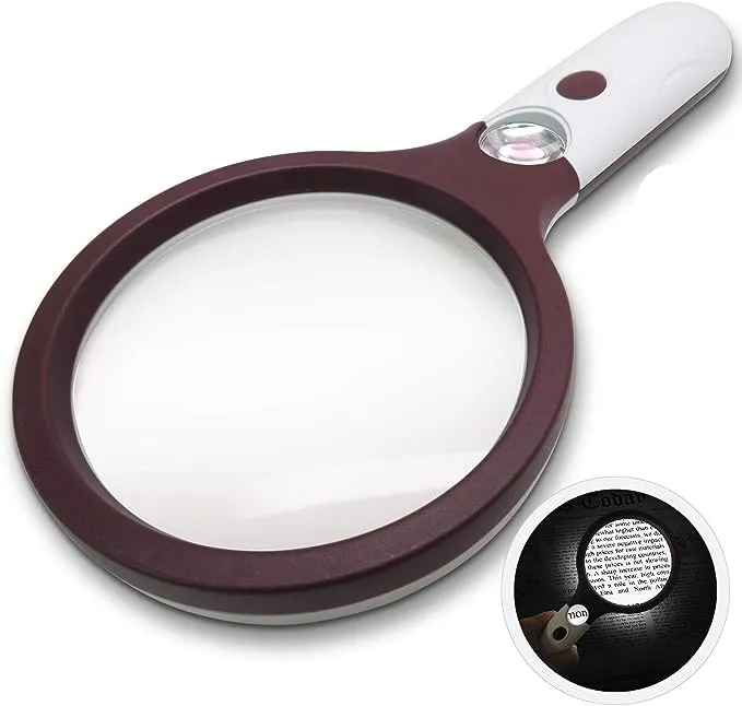 Extra Large 4X Magnifying Glass with 3 Ultra Bright LED Lights & 25X Zoom Lens, Adjustable Brightness for Reading Small Prints, Aging Eyes Seniors & Hobbies