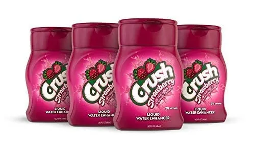 Crush, Strawberry, Liquid Water Enhancer – New, Better Taste! (4 Bottles, Makes 96 Flavored Water Drinks) – Sugar Free, Zero Calorie