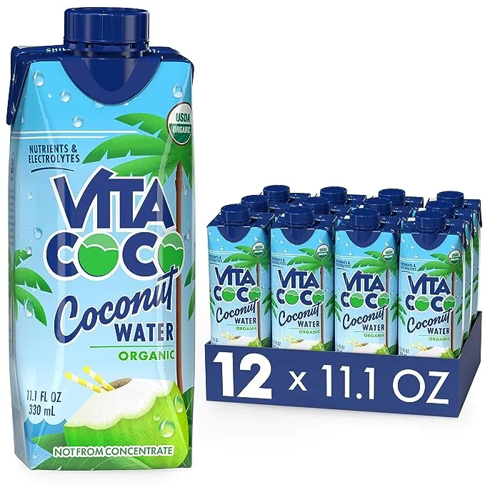 Agua de coco Vita Coco, orgánica pura | Sabor refrescante a coco | Electrolitos naturales | Nutrientes vitales | 11,1 oz (paquete de 12)