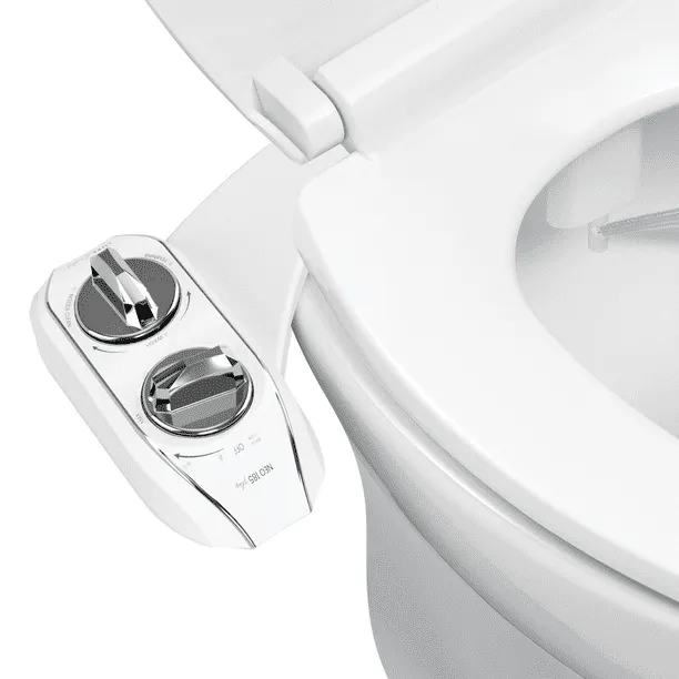 LUXE Bidet NEO 185 Plus - Only Patented Bidet Attachment for Toilet Seat, Innovative Hinges to Clean, Slide-in Easy Install, Advanced 360° Self-Clean, Dual Nozzles, Feminine & Rear Wash (White)