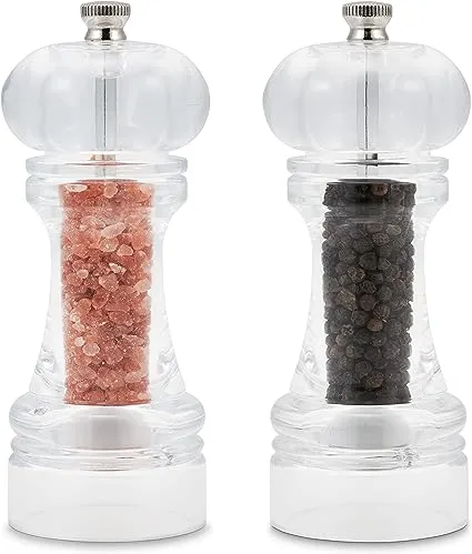 Cole & Mason Liverpool 5.5" Acrylic Salt & Pepper Mill Set with Himalayan Salt