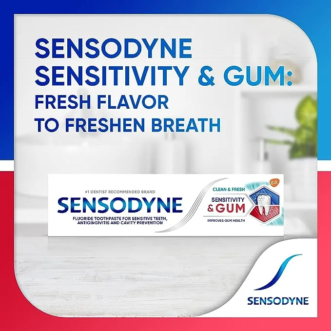 Sensodyne Whitening & Gum Sensitive Toothpaste, 3.4 Oz, 2 Pack