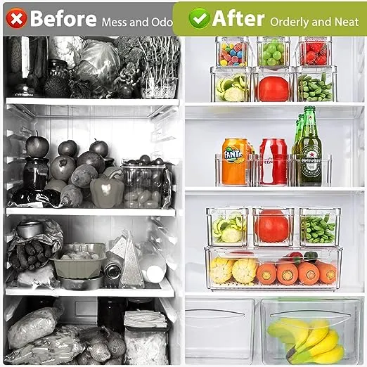 10 Pack Refrigerator Pantry Organizer Bins, Stackable Fridge Organizer Bins with